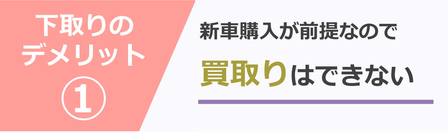 下取りは新車の購入が前提なので買取りのみはできない